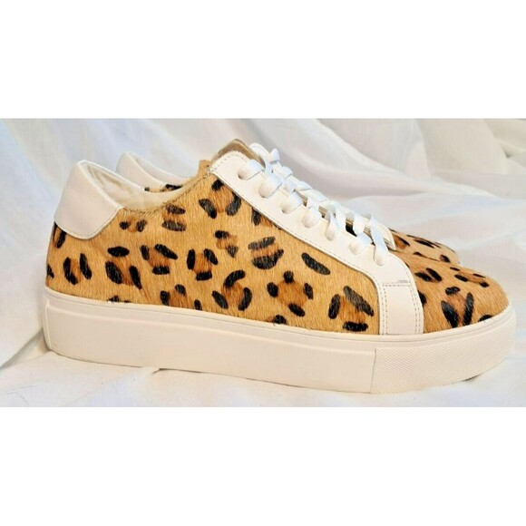 Myra Size 9.5/40 Leopard Hairon Calf Hair Leather Platform Sneaker Low Rise - Picture 2 of 16